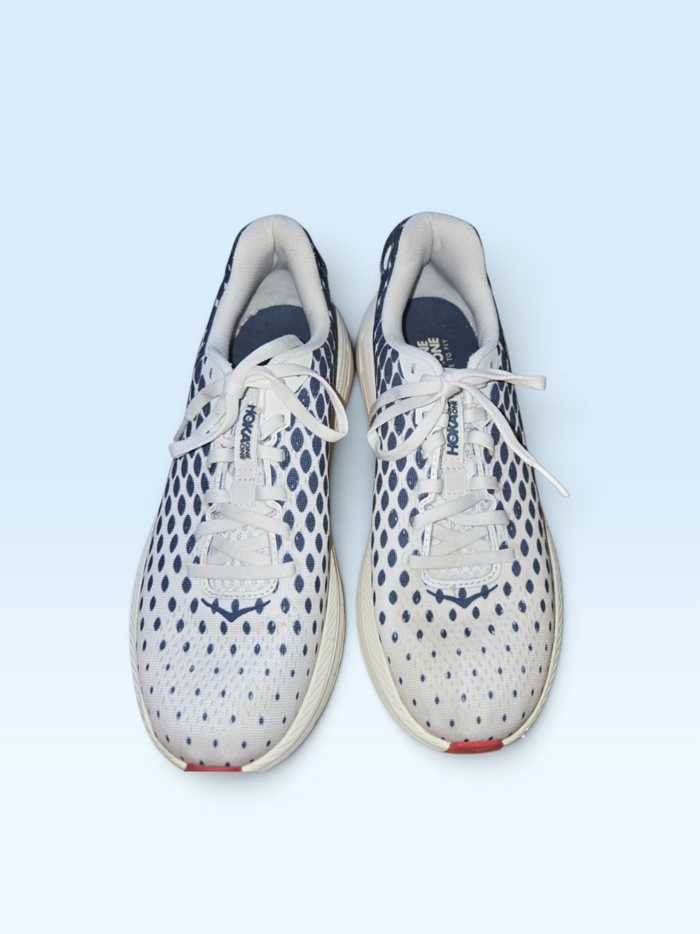 Hoka White and Navy Womens Athletic Running Shoes
